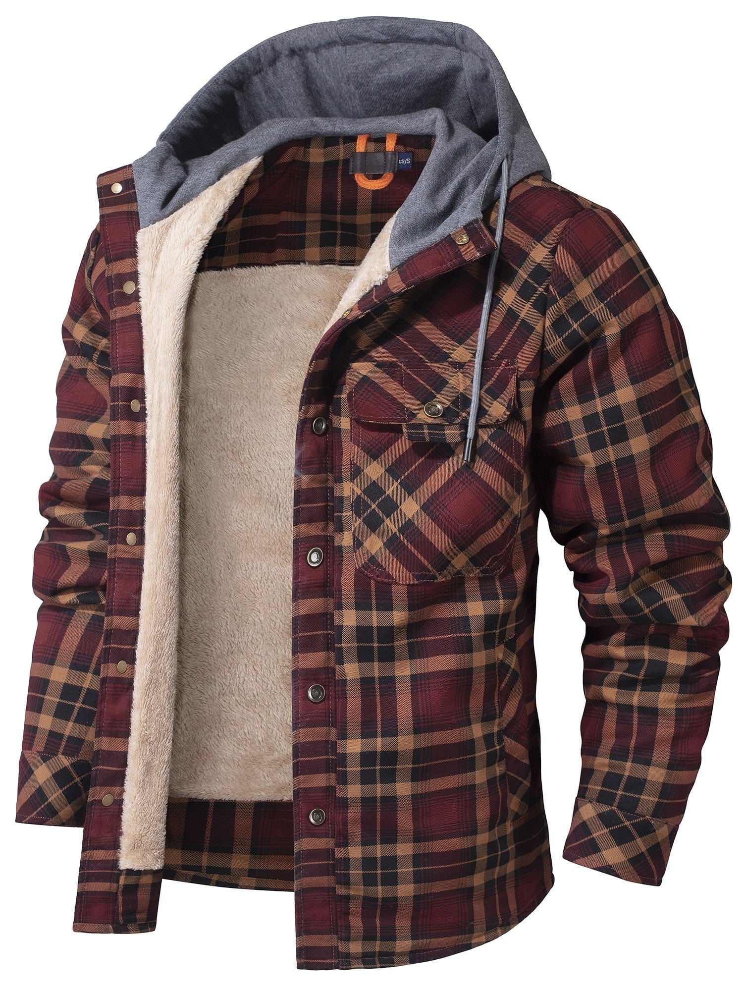 Men’s Hooded Flannel Jacket with Faux Fur Lining | Warm Winter Outdoor Coat