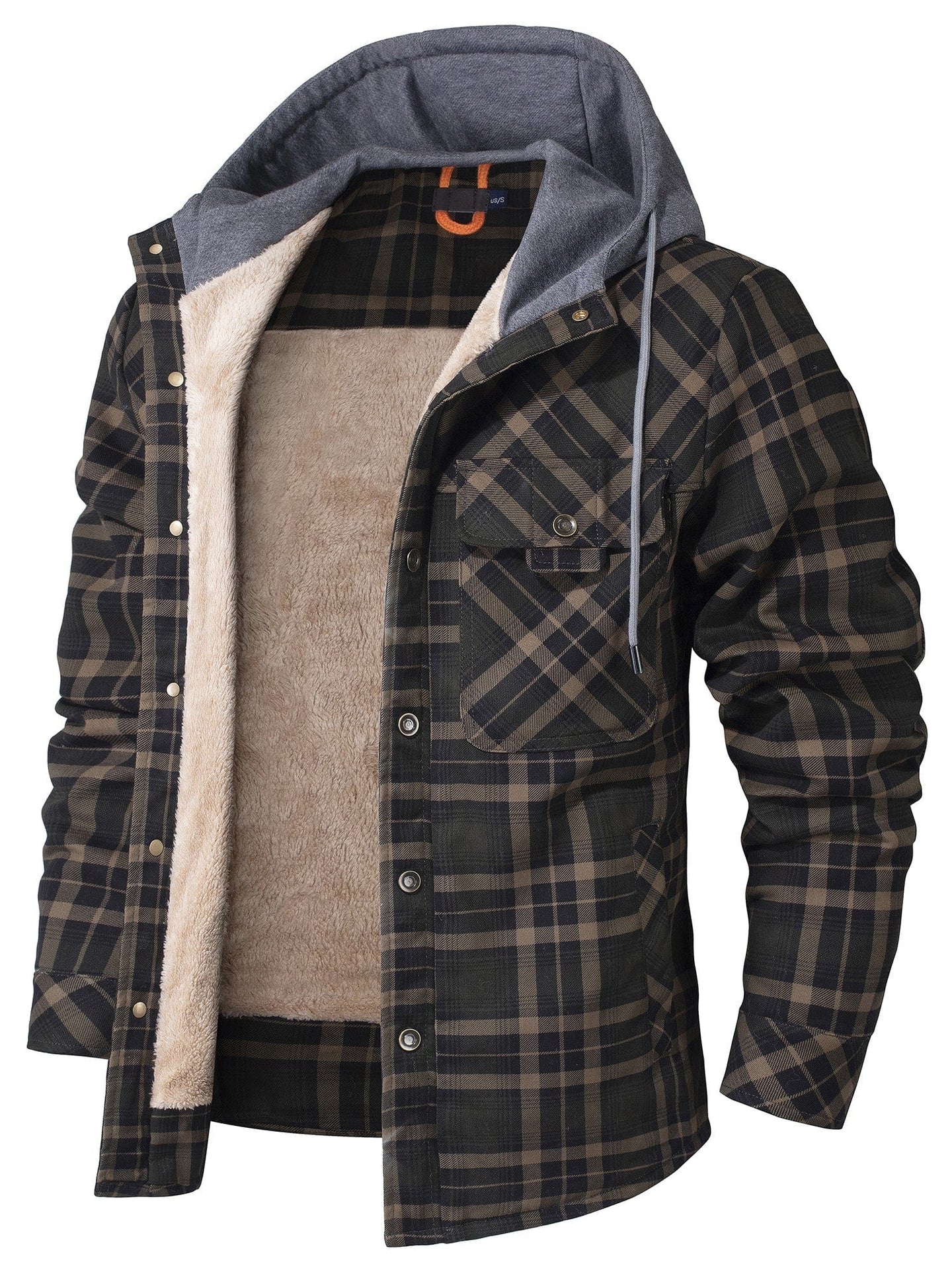 Men’s Hooded Flannel Jacket with Faux Fur Lining | Warm Winter Outdoor Coat