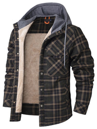 Men’s Hooded Flannel Jacket with Faux Fur Lining | Warm Winter Outdoor Coat