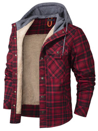 Men’s Hooded Flannel Jacket with Faux Fur Lining | Warm Winter Outdoor Coat