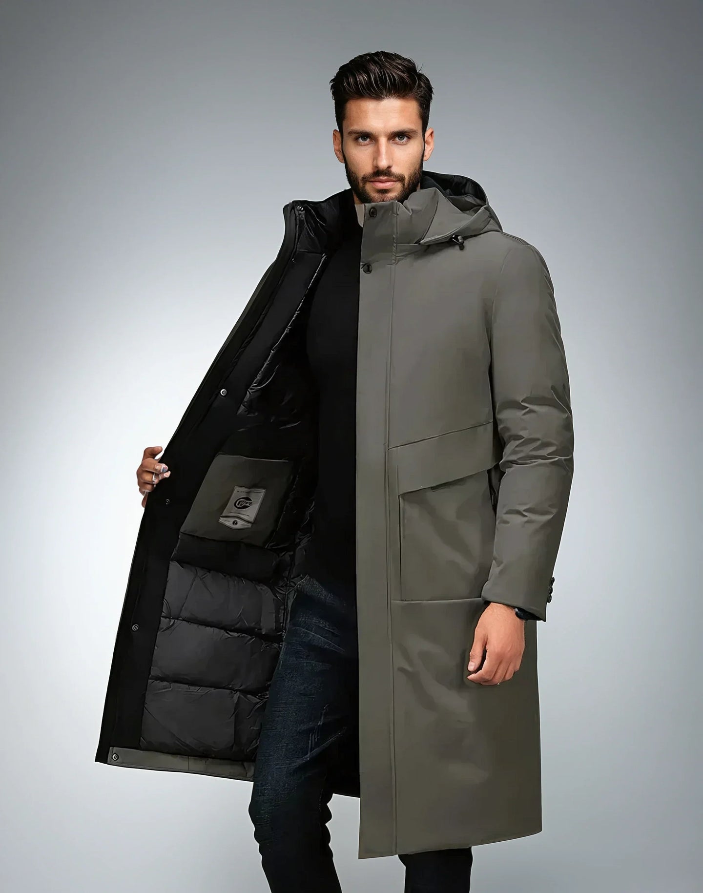 Men’s Long Winter Parka with Hood | Warm Padded Coat