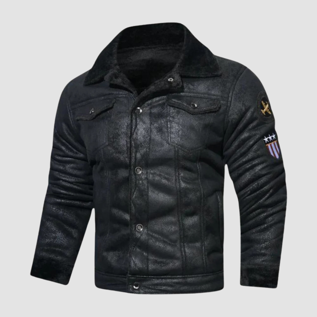 Men’s Leather Bomber Jacket in Classic Pilot Style | Warm Winter Jacket