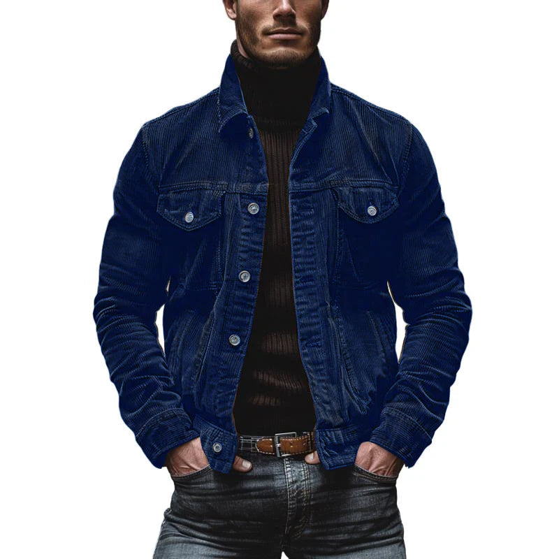 Men’s Corduroy Work Jacket with Lapel Collar | Vintage Multi-Pocket Coat
