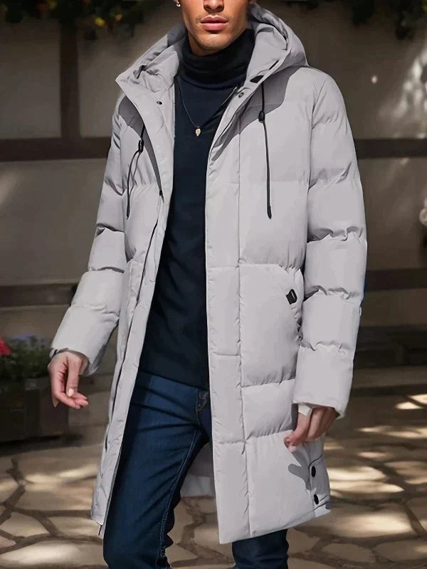 Men’s Long Puffer Jacket in Classic Winter Style | Warm Quilted Winter Coat