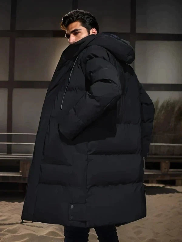 Men’s Long Puffer Jacket in Classic Winter Style | Warm Quilted Winter Coat
