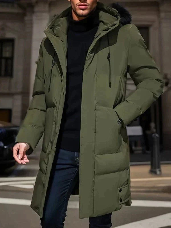 Men’s Long Puffer Jacket in Classic Winter Style | Warm Quilted Winter Coat