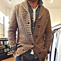 Men’s Knit Lapel Cardigan Jacket in Vintage Style | Smart Casual Sweater Coat