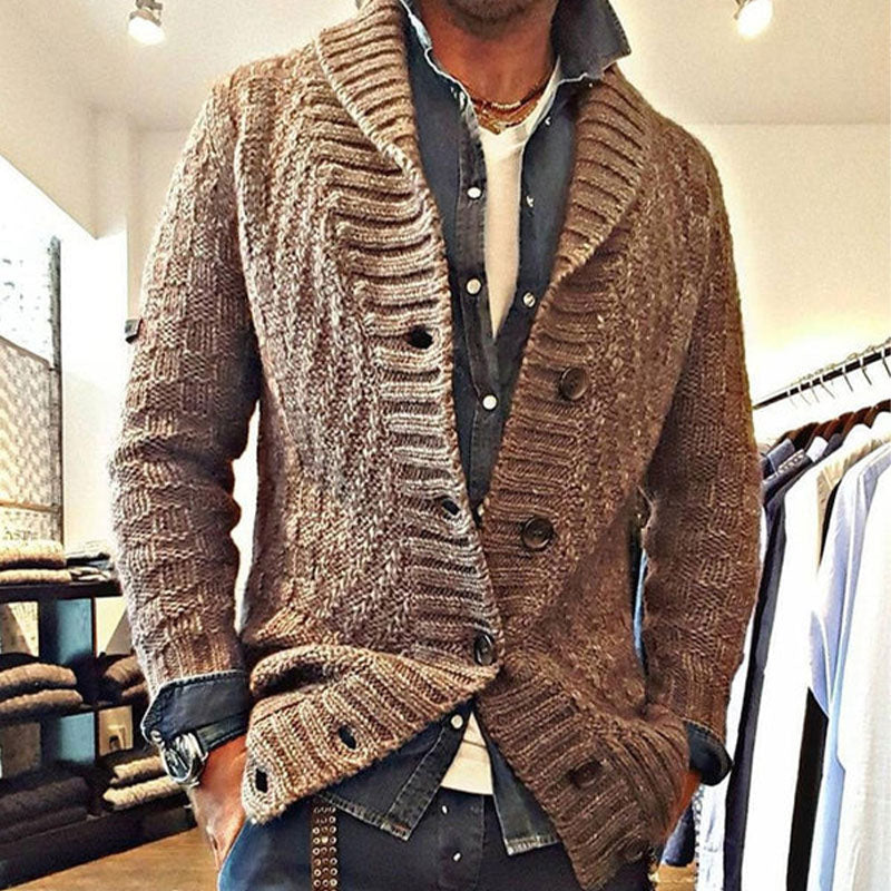 Men’s Knit Lapel Cardigan Jacket in Vintage Style | Smart Casual Sweater Coat