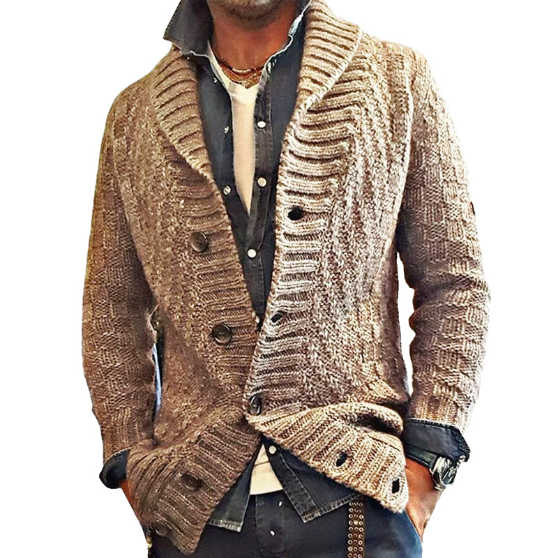 Men’s Knit Lapel Cardigan Jacket in Vintage Style | Smart Casual Sweater Coat