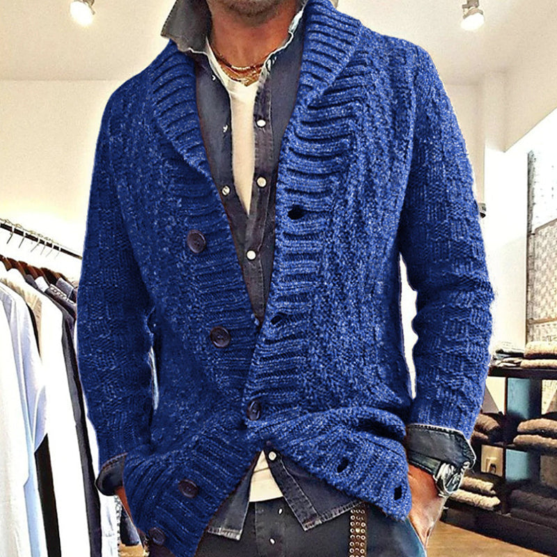 Men’s Knit Lapel Cardigan Jacket in Vintage Style | Smart Casual Sweater Coat