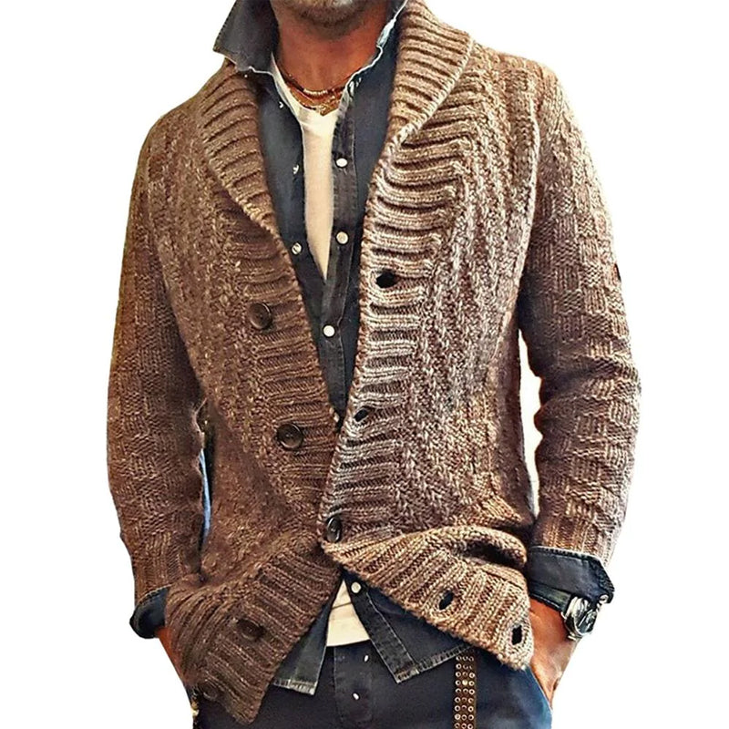Men’s Knit Lapel Cardigan Jacket in Vintage Style | Smart Casual Sweater Coat