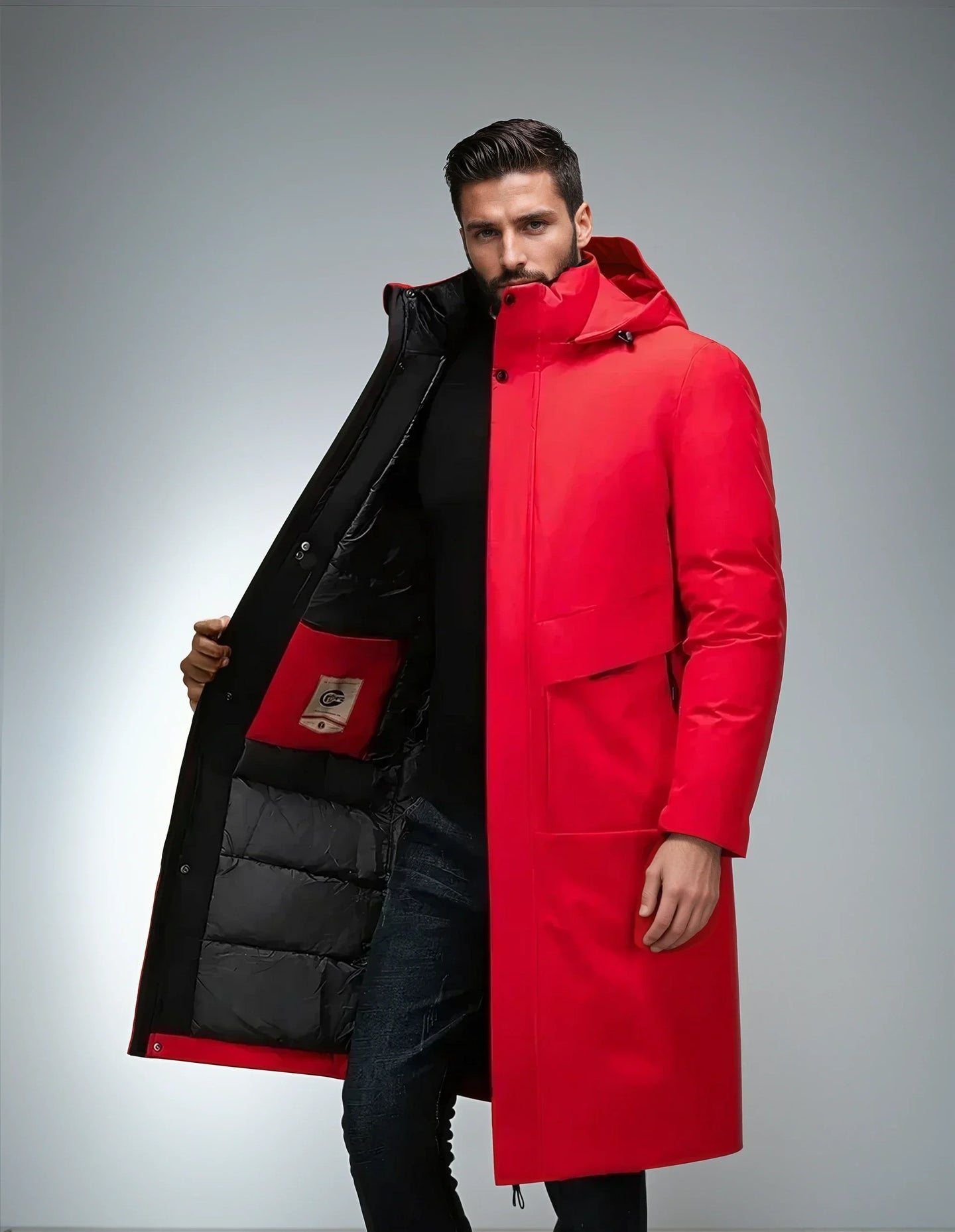 Men’s Long Winter Parka with Hood | Warm Padded Coat