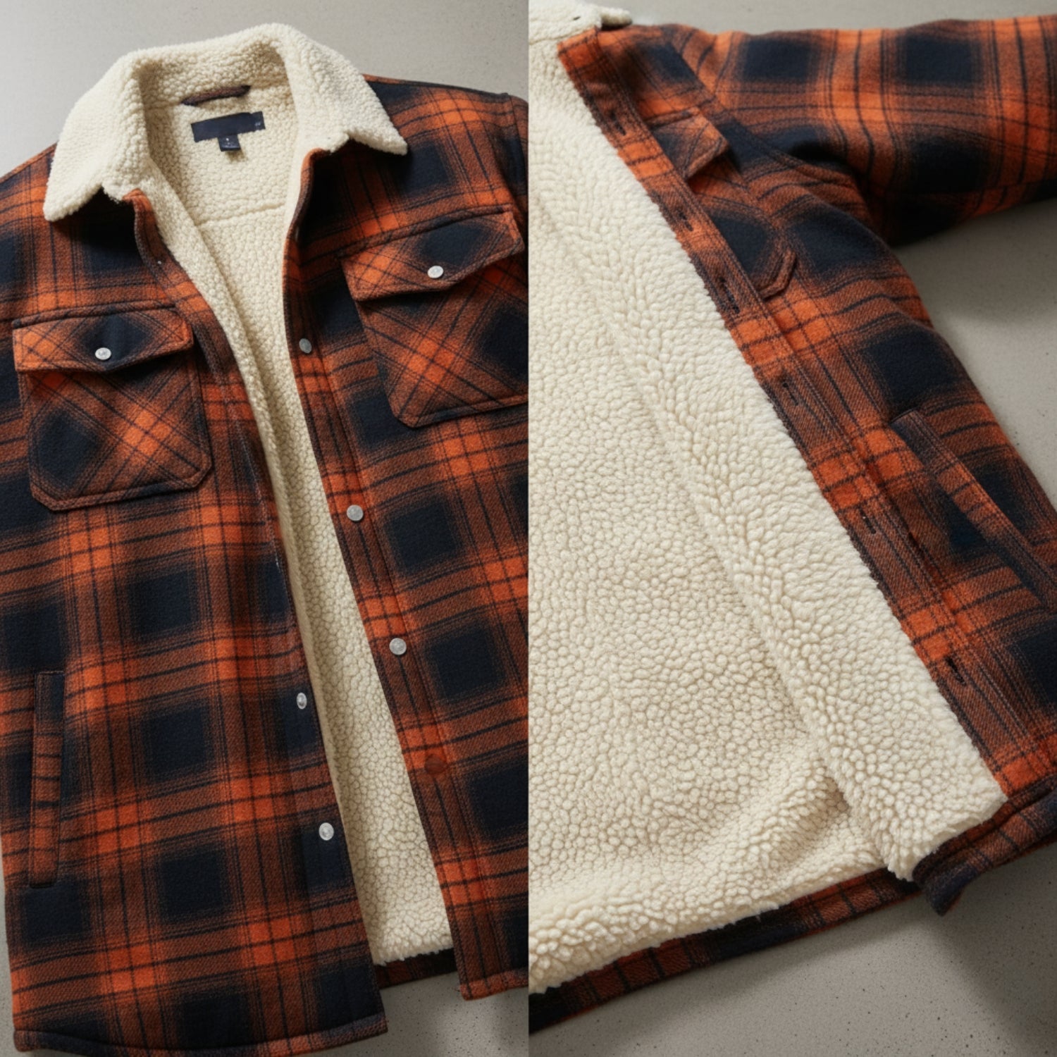 Men’s Checked Winter Jacket in Warm Casual Style | Fleece Lined Outdoor Coat