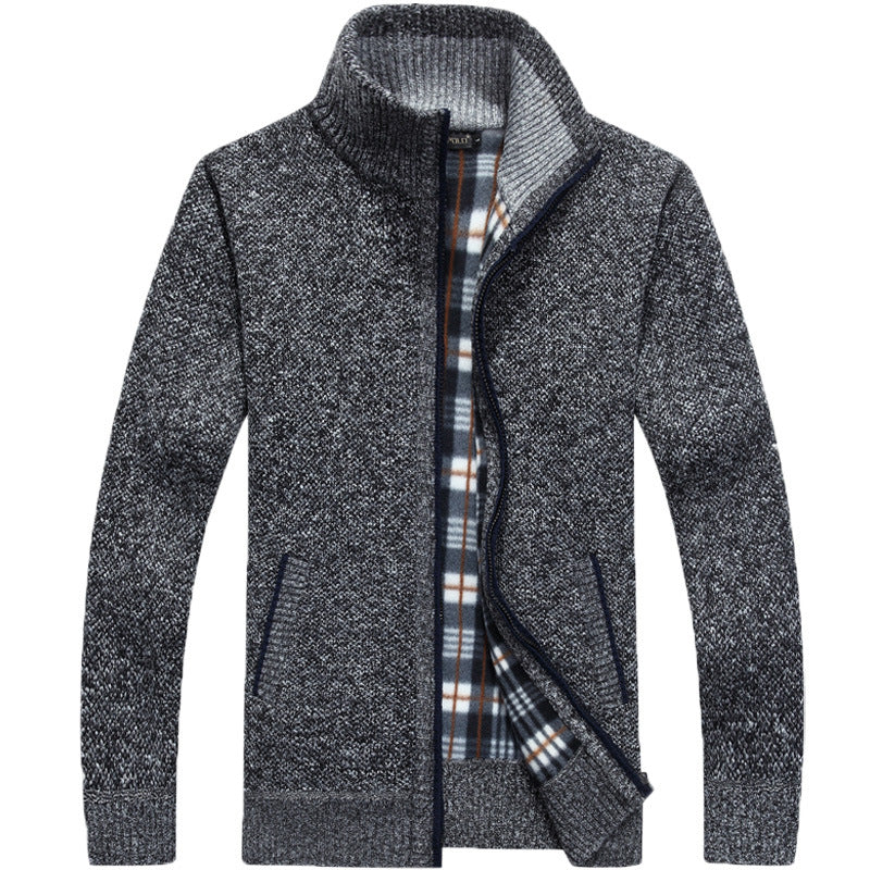 Men’s Fleece Zip-Up Jacket with Checked Lining | Warm Winter Coat
