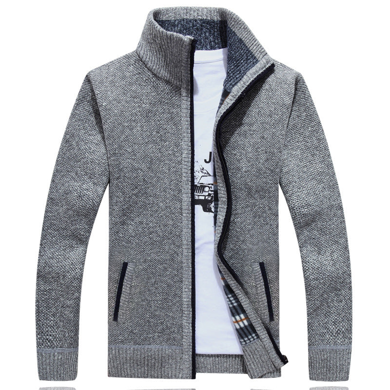 Men’s Fleece Zip-Up Jacket with Checked Lining | Warm Winter Coat