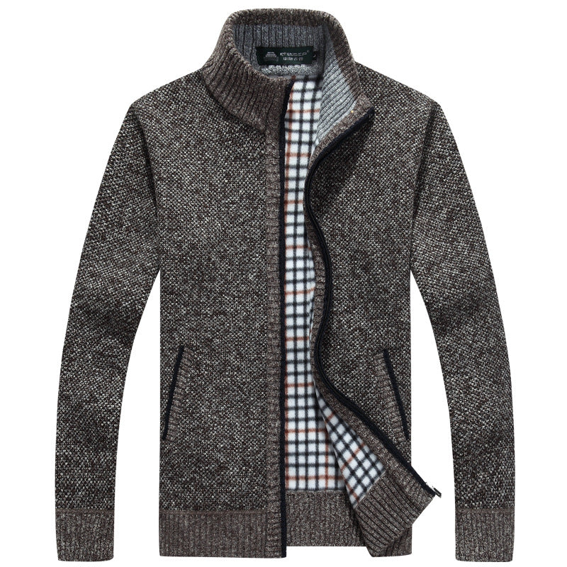 Men’s Fleece Zip-Up Jacket with Checked Lining | Warm Winter Coat