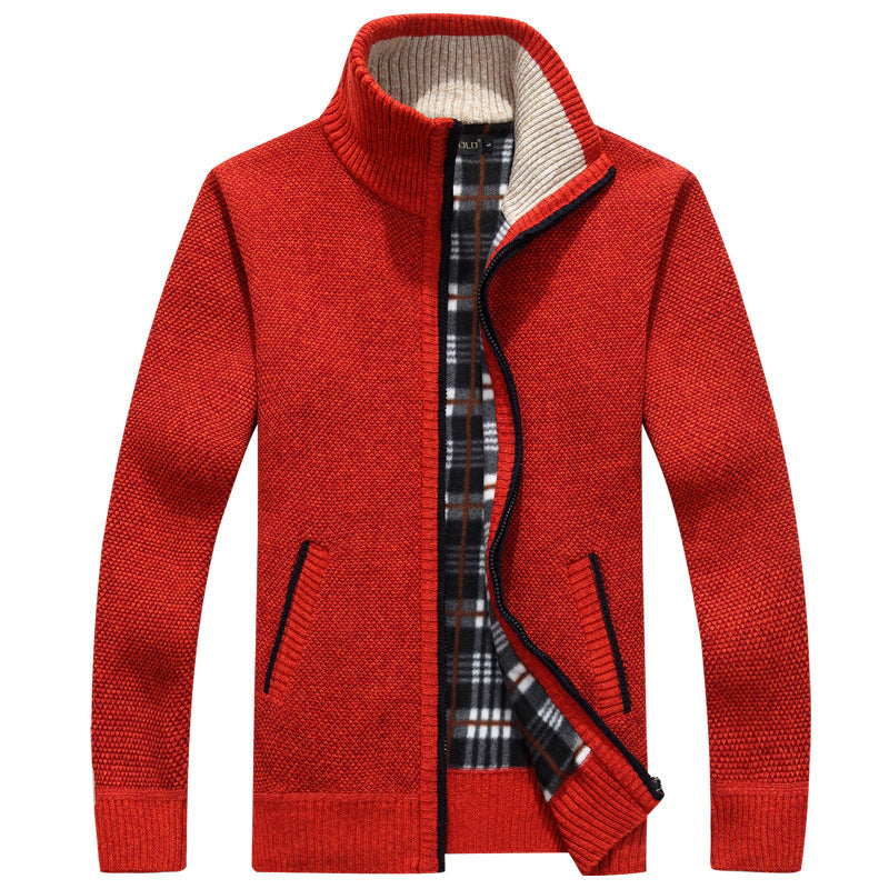 Men’s Fleece Zip-Up Jacket with Checked Lining | Warm Winter Coat