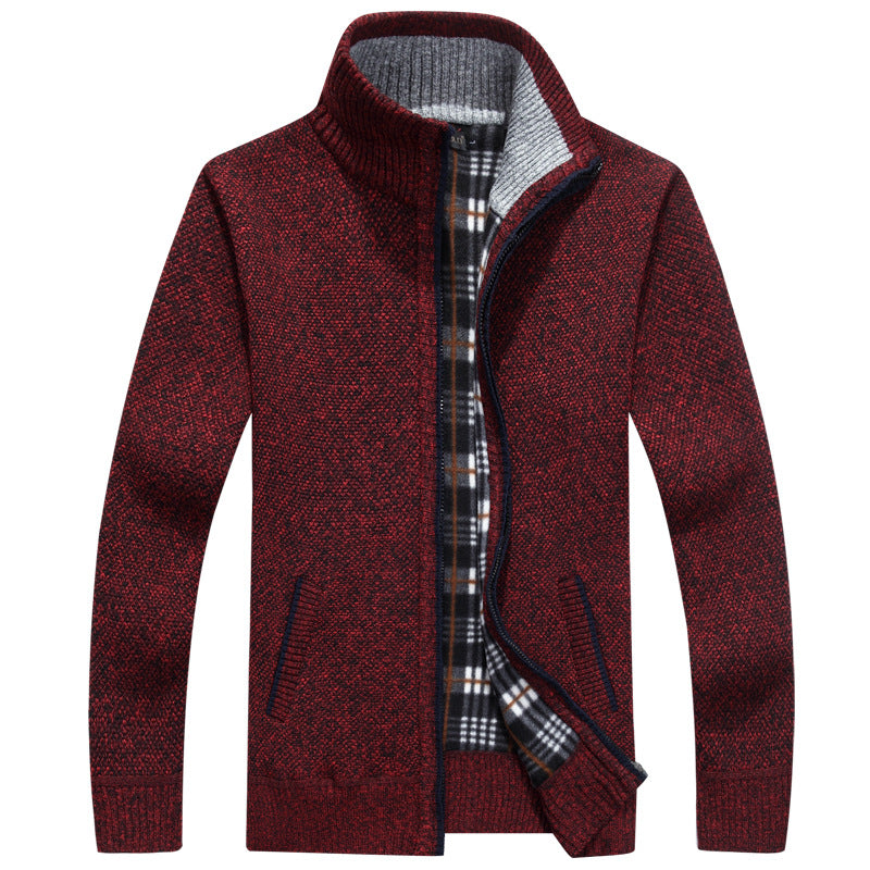 Men’s Fleece Zip-Up Jacket with Checked Lining | Warm Winter Coat