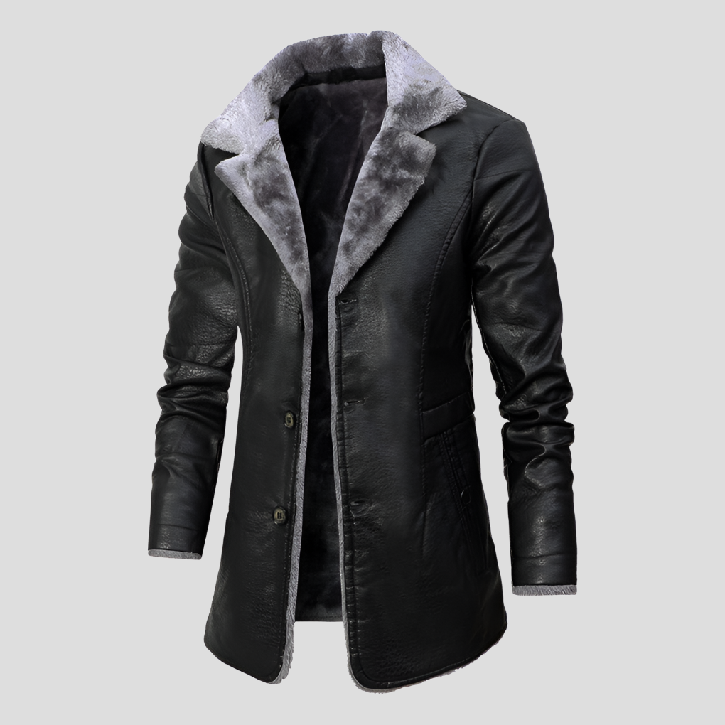 Men’s Leather Winter Jacket with Shearling Lining | Warm Casual Coat