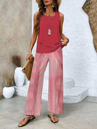Sleeveless Two-Piece Set | Straight Leg Trousers | Chic Look