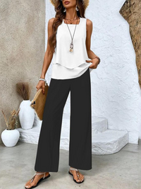 Sleeveless Two-Piece Set | Straight Leg Trousers | Chic Look