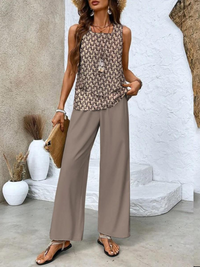 Sleeveless Two-Piece Set | Straight Leg Trousers | Chic Look