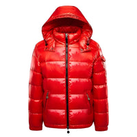 Men’s Glossy Hooded Puffer Jacket | Water-Repellent | Winter Insulated Coat