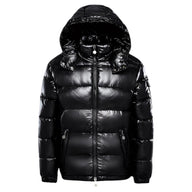 Men’s Glossy Hooded Puffer Jacket | Water-Repellent | Winter Insulated Coat