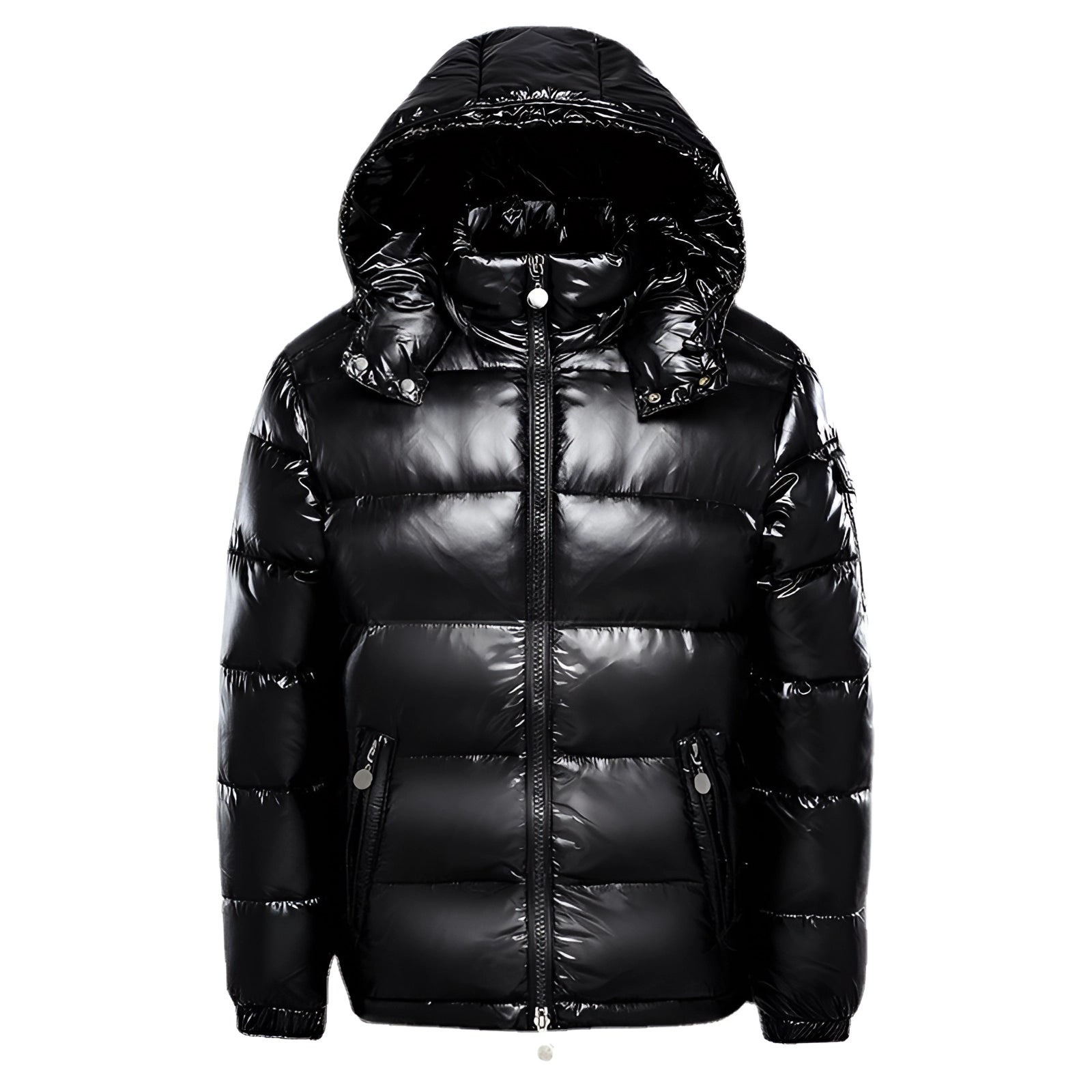 Men’s Glossy Hooded Puffer Jacket | Water-Repellent | Winter Insulated Coat