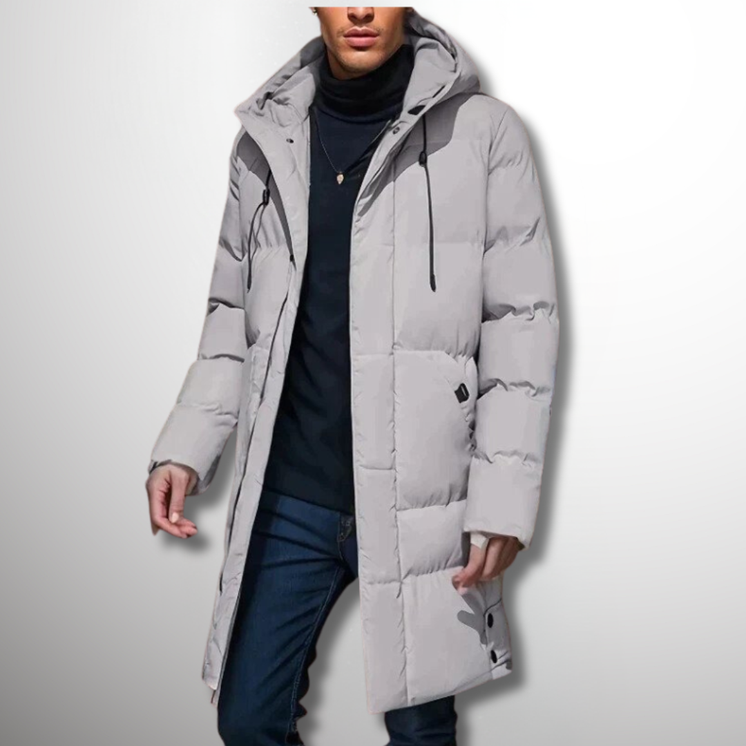 Men’s Long Puffer Jacket in Classic Winter Style | Warm Quilted Winter Coat