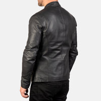 Men’s Black Biker Jacket in Modern Slim Fit | Stylish Leather Look Jacket