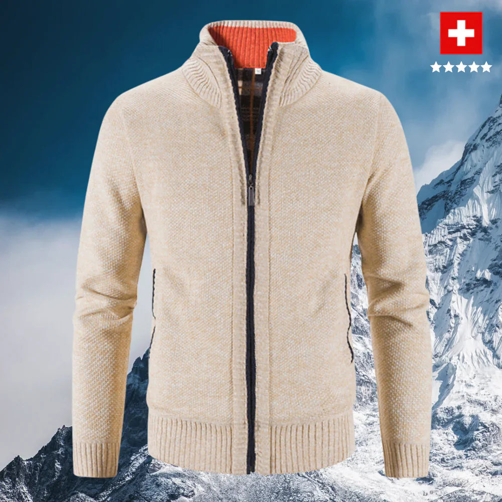 Men’s Zip Up Cardigan Sweater with Long Sleeves | Warm Knitwear Jumper