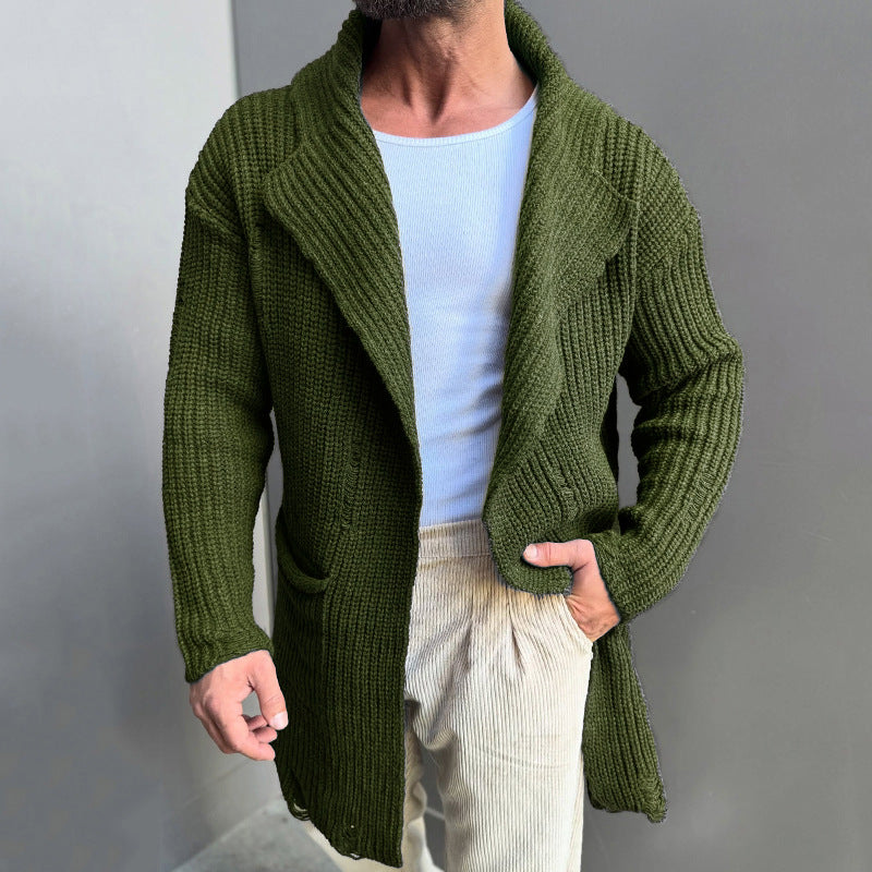 Men’s Knit Vest Cardigan with Stand Collar | Mid-Length Smart Casual Layer