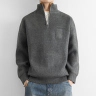 Men’s Quarter Zip Sweater | Classic Knit Jumper with Stand Collar