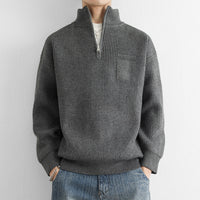 Men’s Quarter Zip Sweater | Classic Knit Jumper with Stand Collar