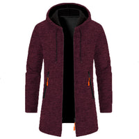Men’s Zip Up Cardigan in Longline Hoodie Style | Warm Knitted Jumper
