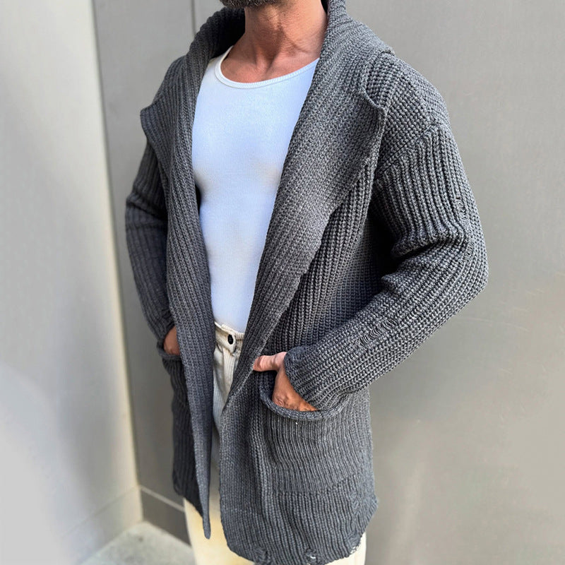 Men’s Knit Vest Cardigan with Stand Collar | Mid-Length Smart Casual Layer