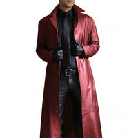Men’s Long Faux Leather Trench Coat | Classic Winter Jacket