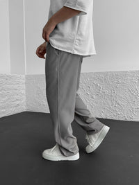 Men’s Ribbed Trousers | Elastic Waistband | Adjustable Drawstring | Relaxed Straight-Leg Fit