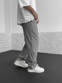 Men’s Ribbed Trousers | Elastic Waistband | Adjustable Drawstring | Relaxed Straight-Leg Fit