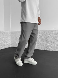 Men’s Ribbed Trousers | Elastic Waistband | Adjustable Drawstring | Relaxed Straight-Leg Fit