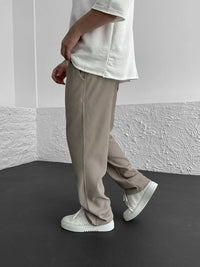 Men’s Ribbed Trousers | Elastic Waistband | Adjustable Drawstring | Relaxed Straight-Leg Fit