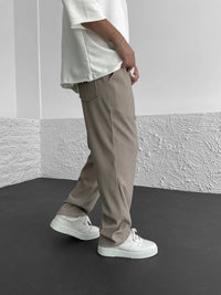 Men’s Ribbed Trousers | Elastic Waistband | Adjustable Drawstring | Relaxed Straight-Leg Fit