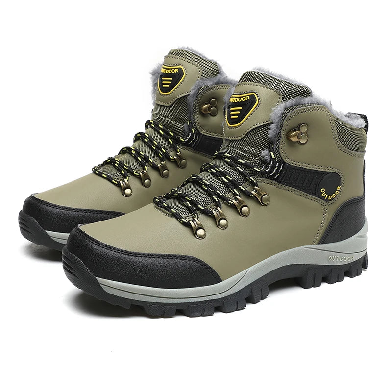 Men’s Winter Snow Boots with Fur Lining | Waterproof Warm Ankle Work Shoes