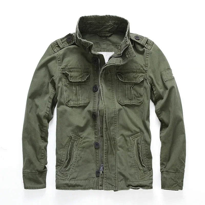 Men’s Cargo Denim Jacket | Multi-Pocket | Casual Outerwear
