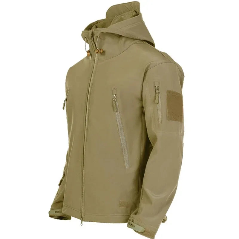 Men’s Tactical Military Soft Shell Jacket with Hood | Waterproof Outdoor Coat
