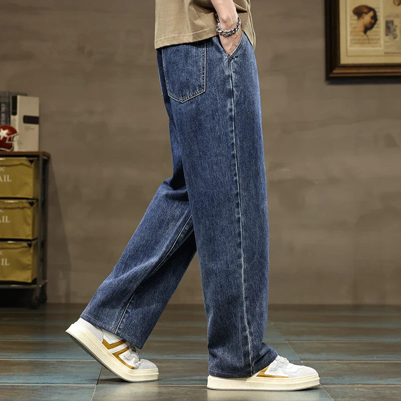 Men’s Drawstring Wide Leg Jeans | Relaxed Fit | Street Style