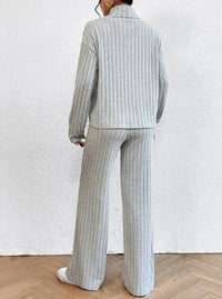 Women’s Two-Piece Knit Set with Turtleneck | Casual Jumper and Wide Leg Pants
