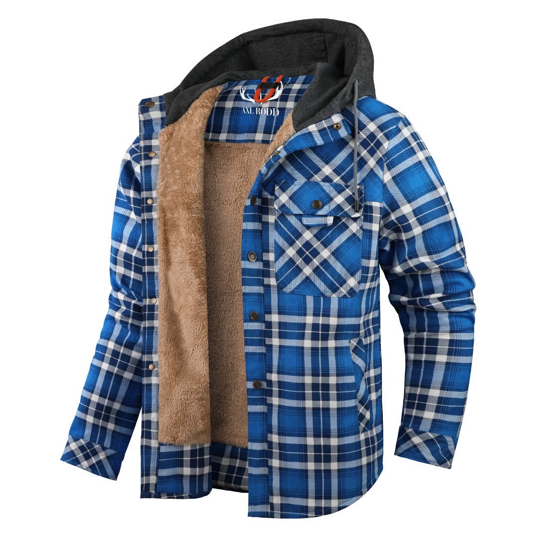 Men’s Lumberjack Hoodie Jacket in Winter Check Style | Warm Casual Coat