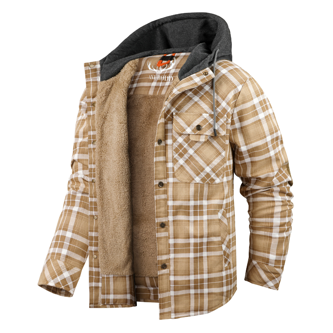 Men’s Lumberjack Hoodie Jacket in Winter Check Style | Warm Casual Coat